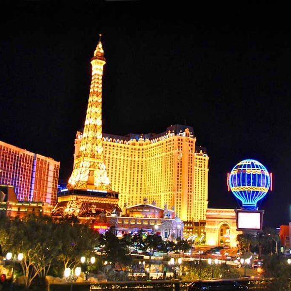 Las Vegas Skyline Cityscape At Night America 18"x12" Print