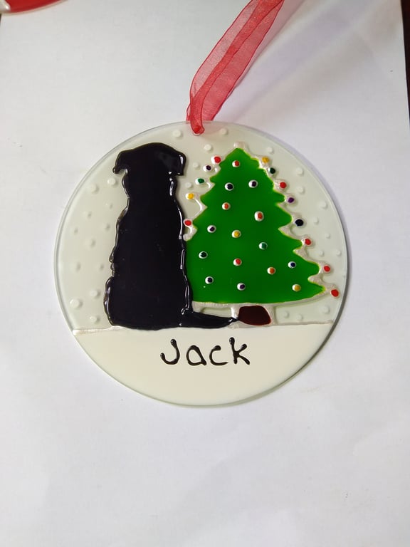 Rottweiler Christmas sun catcher decoration.