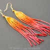 Firebird long beadwoven earrings