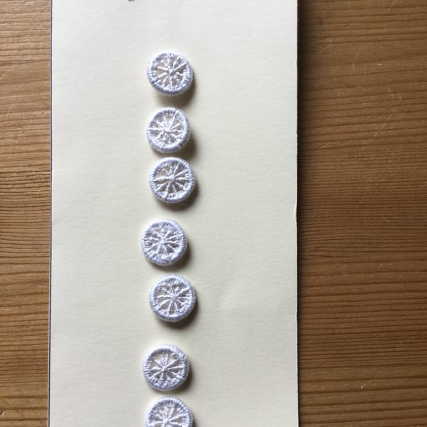 Set of 7, 12 mm, Traditional  Dorset Cross Wheel Buttons, Ivory, D14