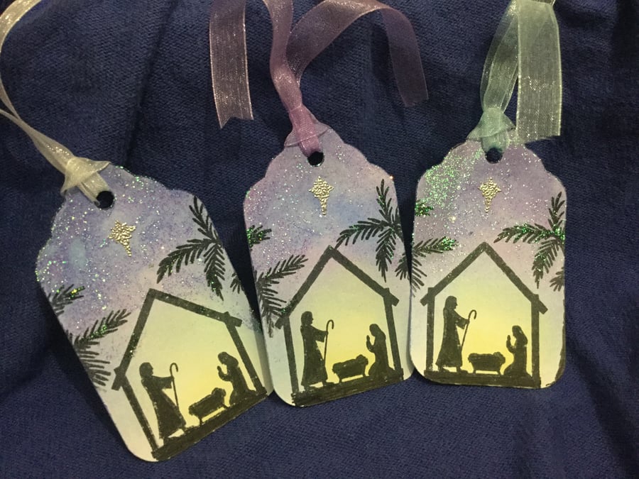 Handmade Nativity Scene Christmas Tags - Set of 6