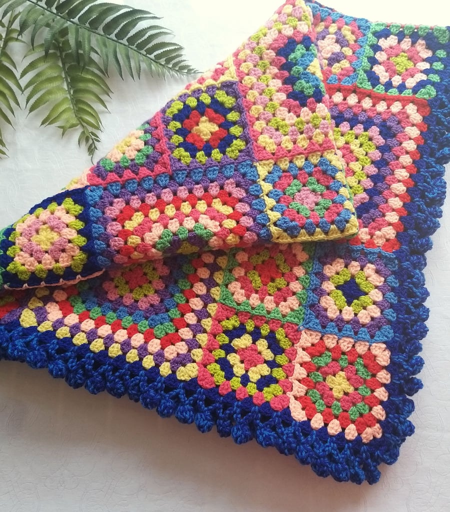 Crochet 'Happy Scrappy' Granny Square Blanket