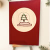 Embroidered Christmas card picture, traditional snow scene,  silver snow globe