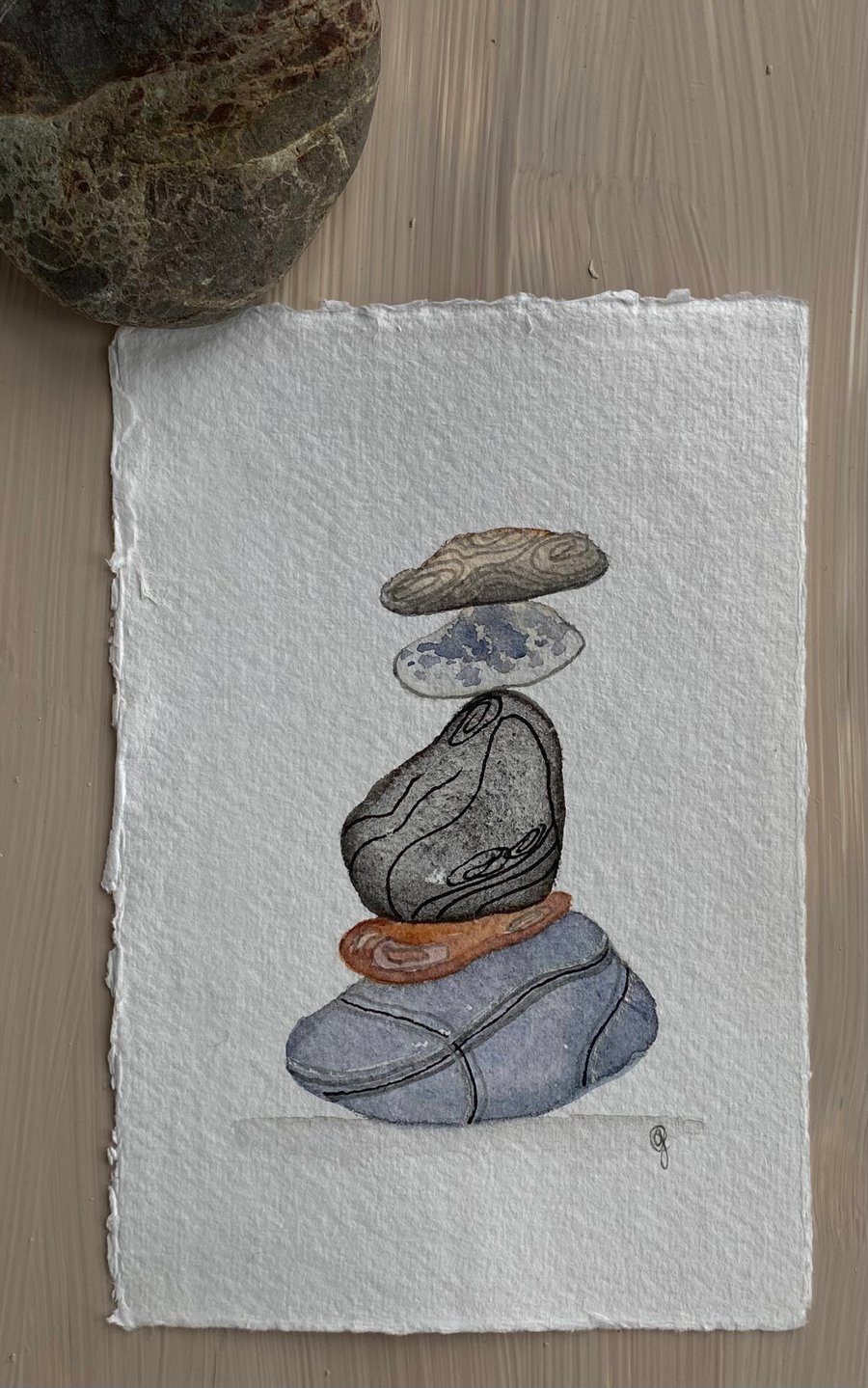 Pebble pile 4 watercolour art 