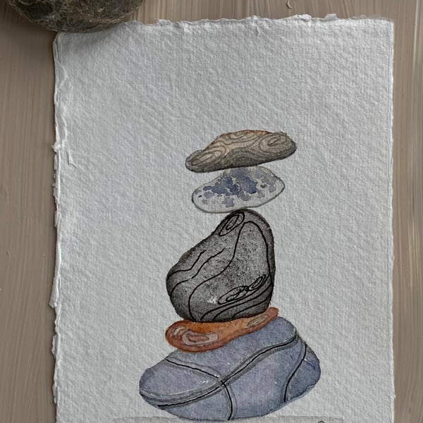Pebble pile 4 watercolour art 