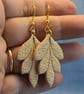 Textured Leaf Dangle Earrings - Image 6