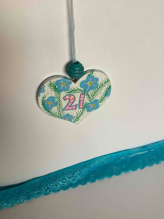 21st happy birthday wooden heart