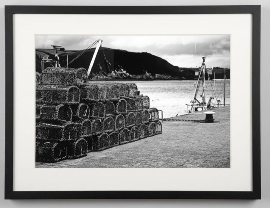 Mevagissey Crab Pots Print – Cornish Fishing Harbour Wall Art