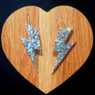 Sparkly Resin Lightening Thunder Bolt Hoop Earrings