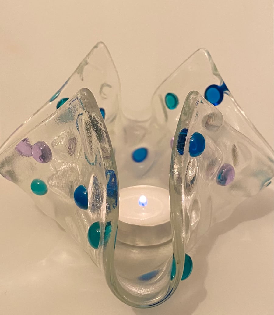 Fused glass handkerchief candle shade