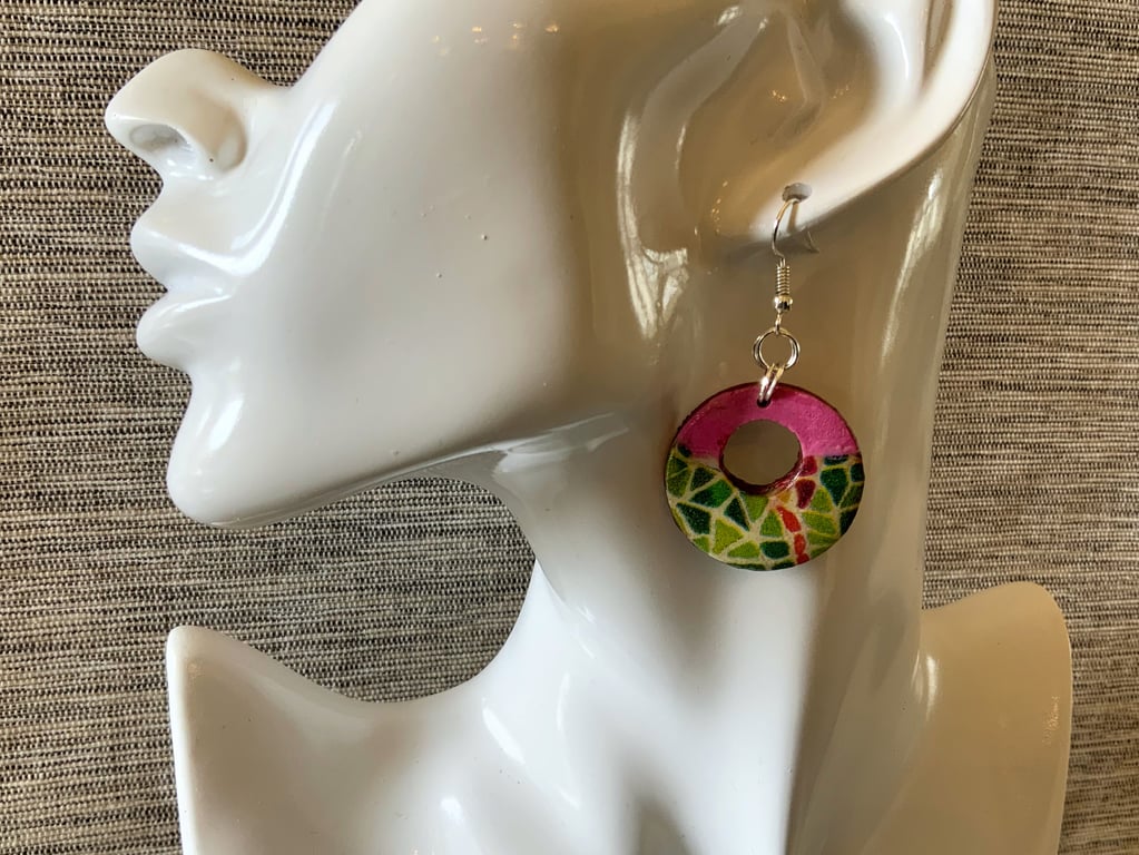Circular Wood Earrings.
