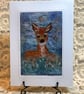 Little Reindeer In The Woods Christmas Art Card - Image 1