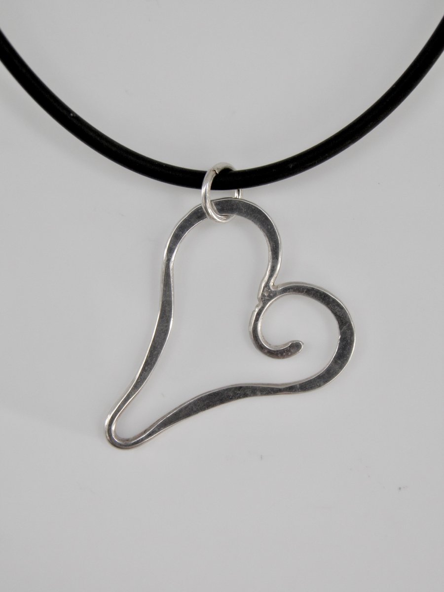 Silver Heart Choker Necklace