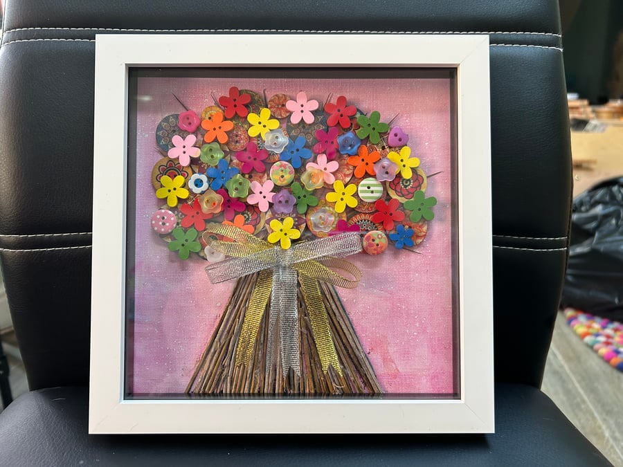 Button Art Bunch of Flowers