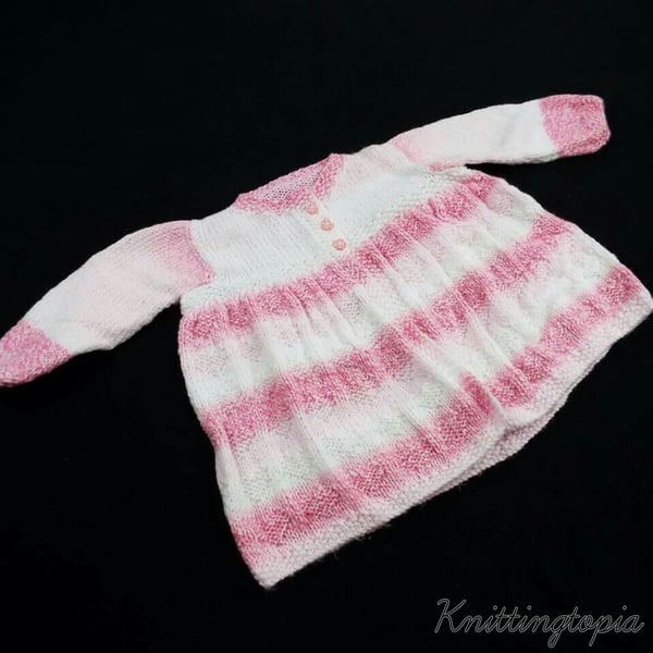 Baby girls pink and white Cardigan with textured hearts to fit 3 - 6 months