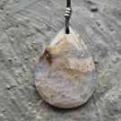 White and Black Dragon Vein Agate Teardrop Pendant
