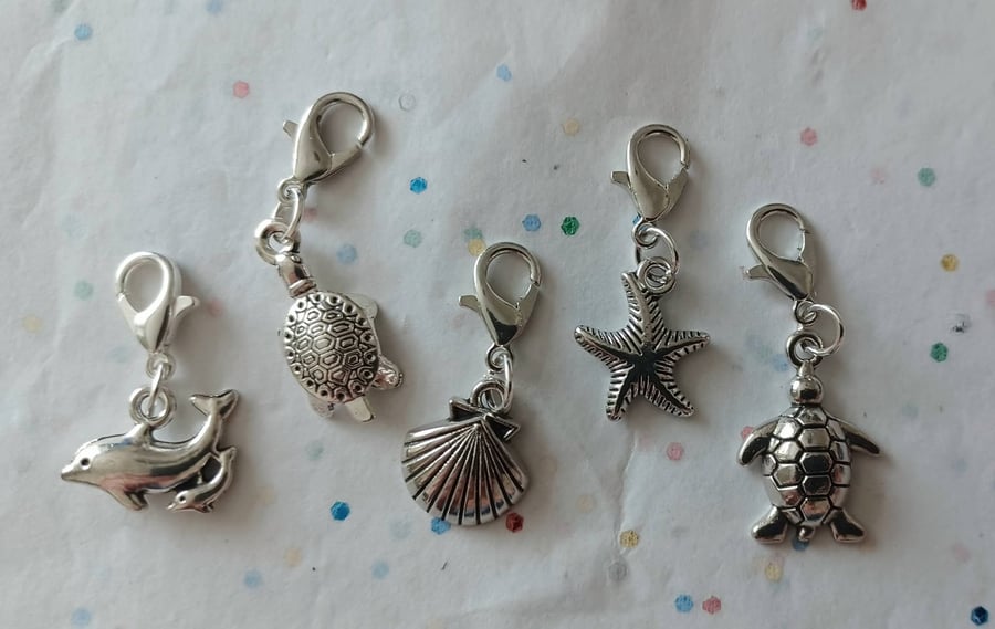 Set of 5 Sea Themed Zipper Charms