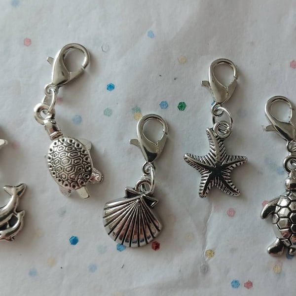 Set of 5 Sea Themed Zipper Charms
