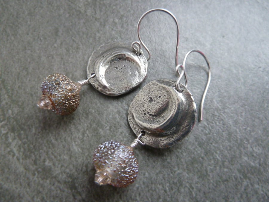 sterling silver, pewter moon earrings