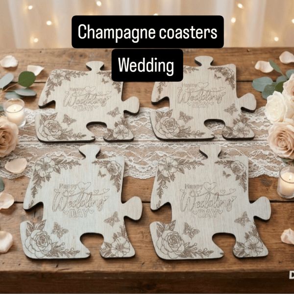 Wedding coasters jigsaw shape