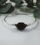 Sterling Silver Bangle with Plum Crackle Agate. Fits Size Medium 20cm  - Image 7
