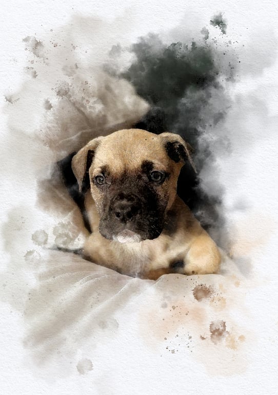 Watercolour-Style Pet Portrait From Photo, Dog Portrait, Custom Pet Print