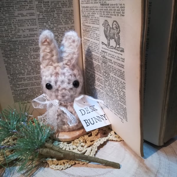 Crochet Desk Bunny Sculpture 