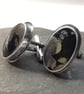 Silver cufflinks with apache tears gemstones - Image 1