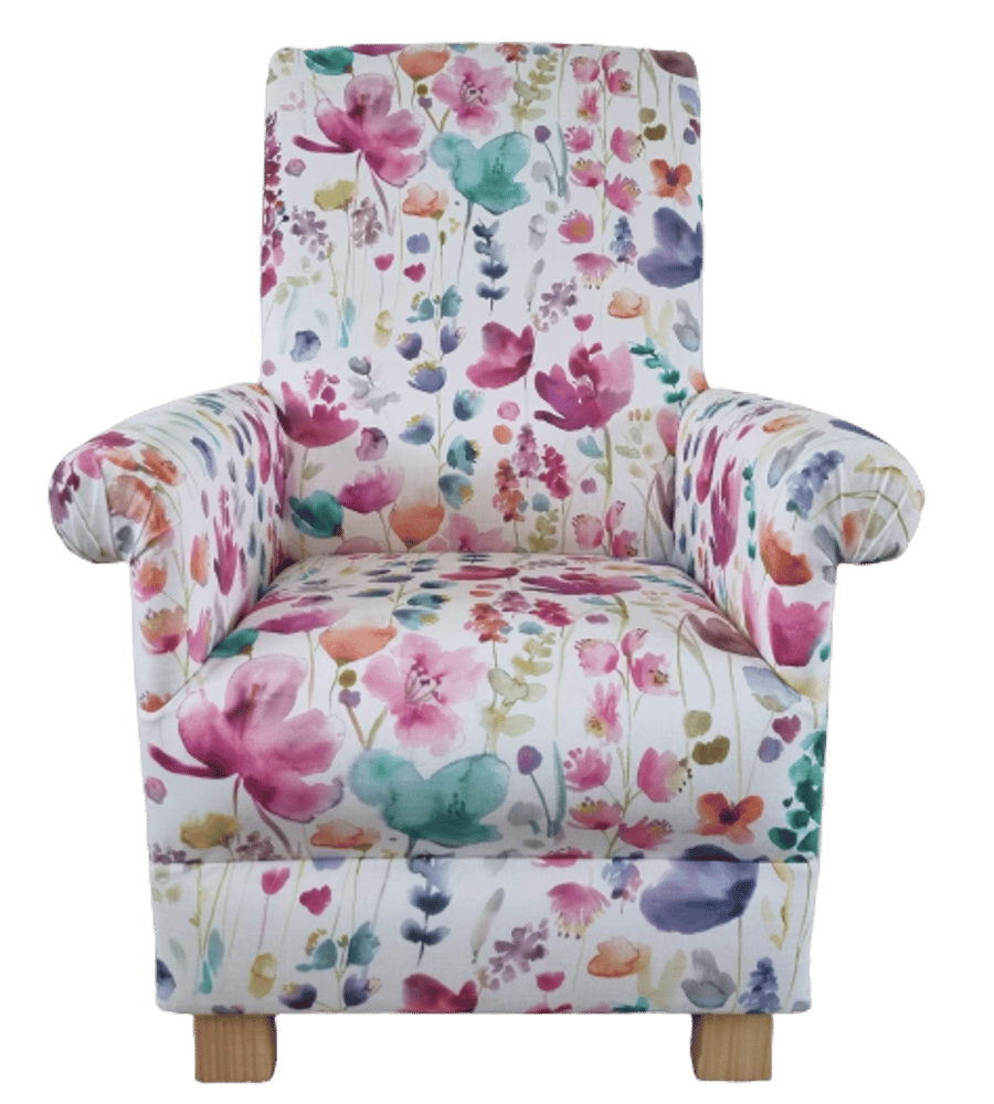 Adult Armchair Voyage Coleton Floral Fabric Chair Accent Pink Lilac Flowers Blue
