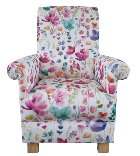Adult Armchair Voyage Coleton Floral Fabric Chair Accent Pink Lilac Flowers Blue