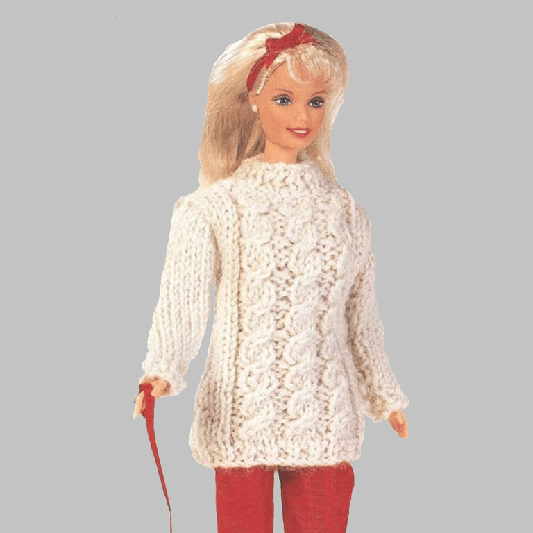 VINTAGE KNITTING PATTERN PDF Cable Sweater for Doll