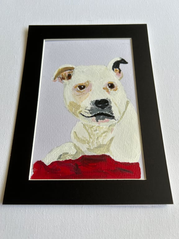 Original painting of a white dog 5x7" in acrylic 