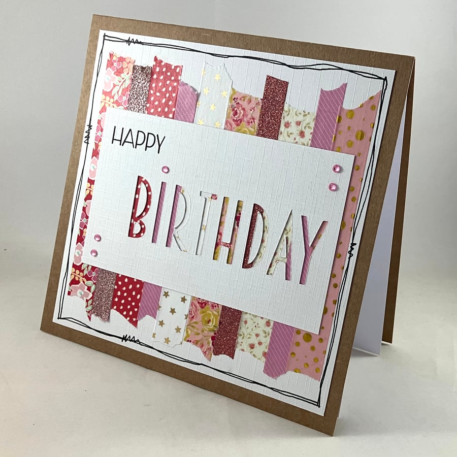 Square washi tape birthday card