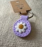 Polymer clay lilac daisy circle keyring 
