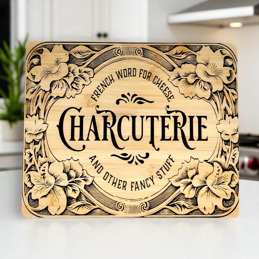 wooden serving board with design for Christmas