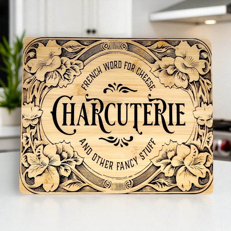 wooden serving board with design for Christmas