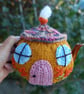  Country cottage tea cosy - hand embroidered - for one or two cup teapot - Image 2