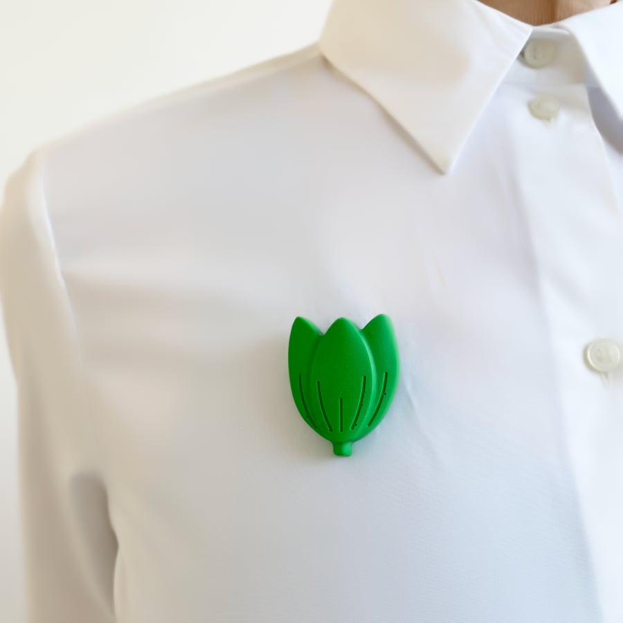 Apple Green Resin Tulip Brooch