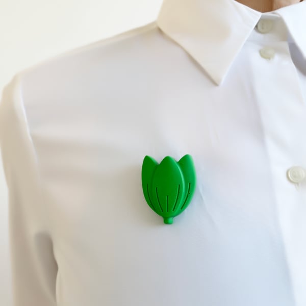 Apple Green Resin Tulip Brooch