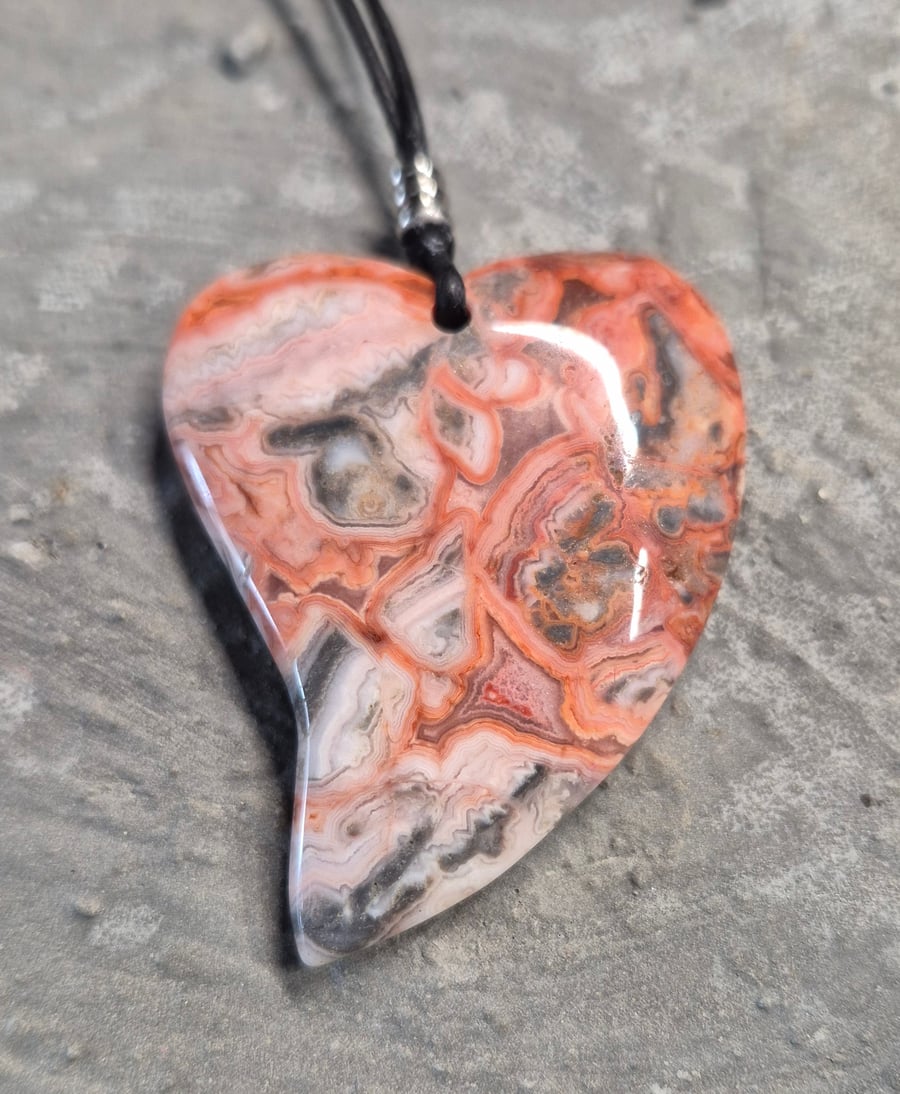 Crazy lace Agate Heart Pendant