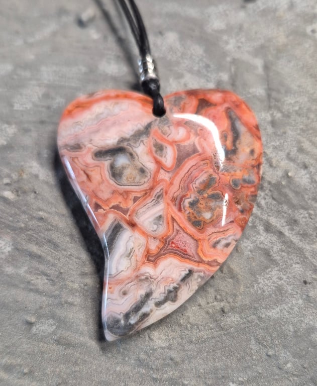 Crazy lace Agate Heart Pendant