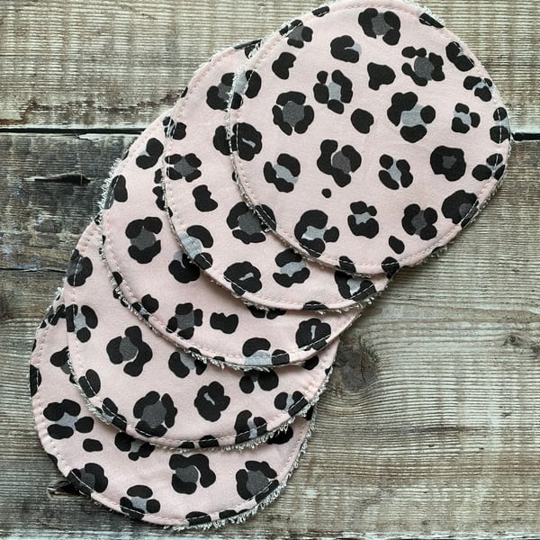 Make Up Remover Facial Rounds Pads Cotton Bamboo Pink Black Leopard Print x5