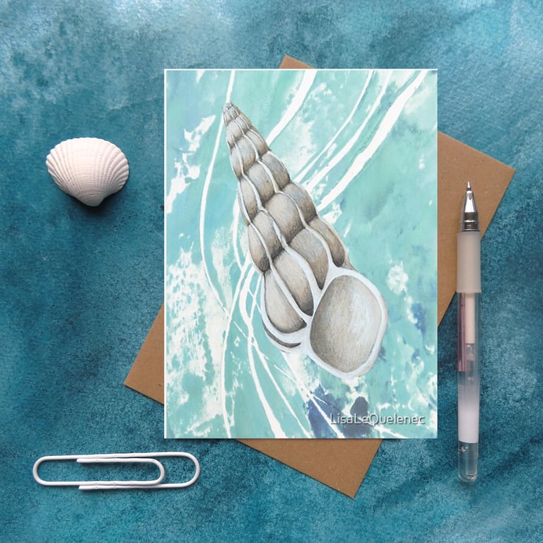 Seashell art card wentletrap shell artist card cellophane free