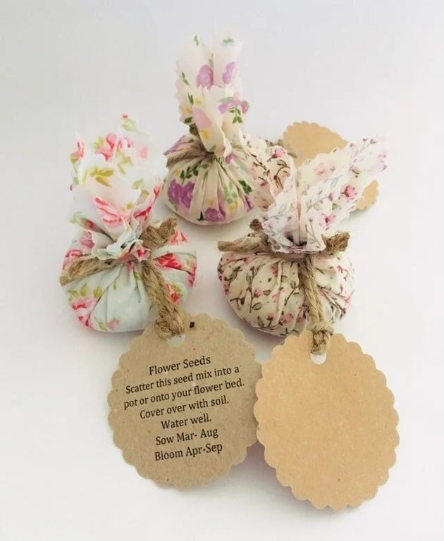 Set of 10 Wildflower Seed Wedding Party Favours with Blank Tag