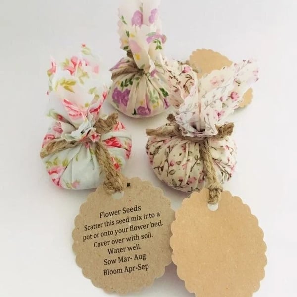Set of 10 Wildflower Seed Wedding Party Favours with Blank Tag