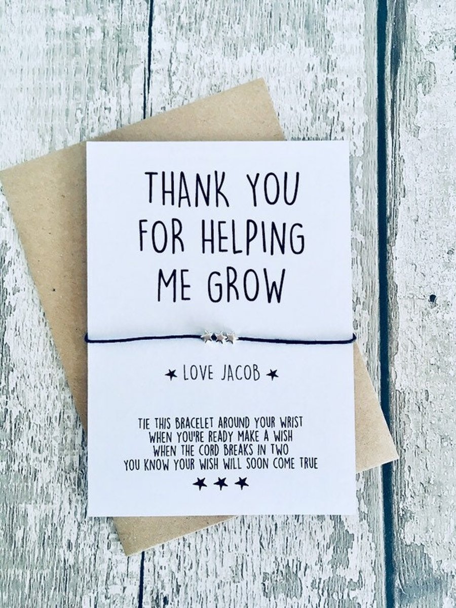 Thank you for helping me grow teacher wish bracelet