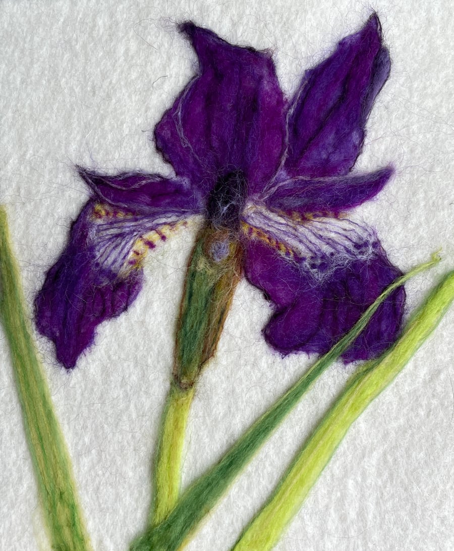 Hand-Felted Iris Textile Artwork 