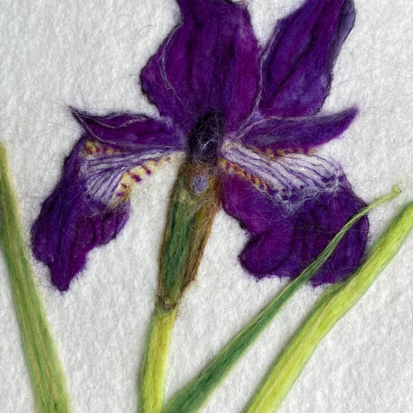 Hand-Felted Iris Textile Artwork 