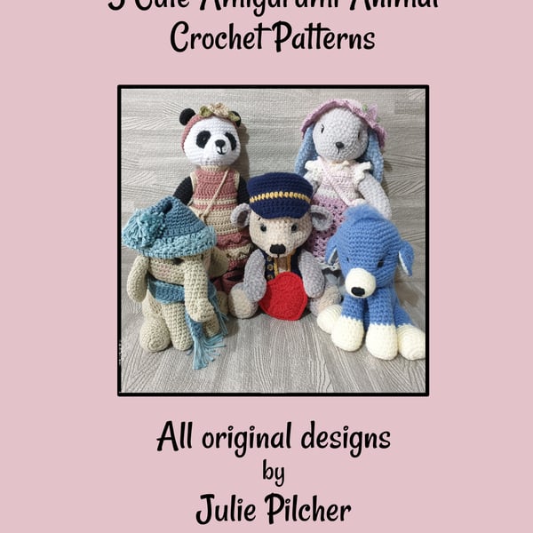 Amigurumi Crochet Pattern in PDF Format for Digital Download – 5 Cute Cuddly Toy