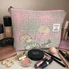Harris Tweed Makeup Pouch with embroidered flowers
